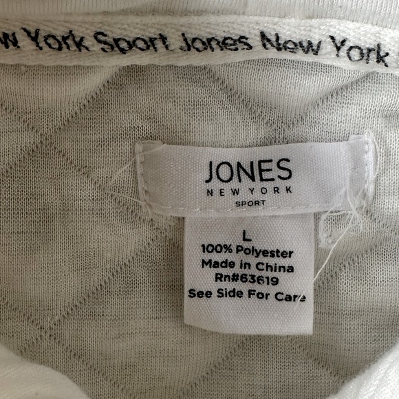 JONES NEW YORK SPORT ivory/off white quilted hoodie size Large - Picture 5 of 5